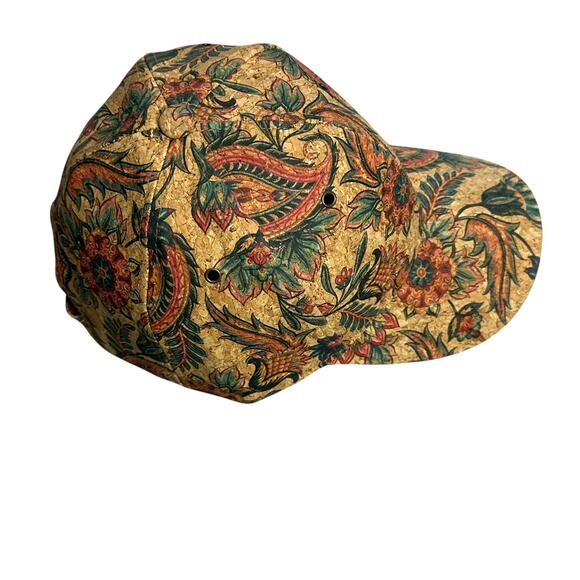 Vintage Paisley Floral Cap Unisex Adjustable Brown Cork Botanical Earthy Retro - Picture 4 of 6